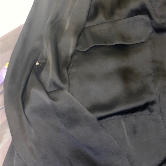 Zara black double pocket loose satin shirt  blouse - Picture 10 of 12